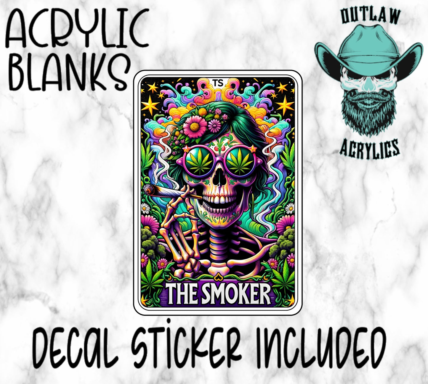 The Smoker Tarot Card Style Acrylic & Decal Set