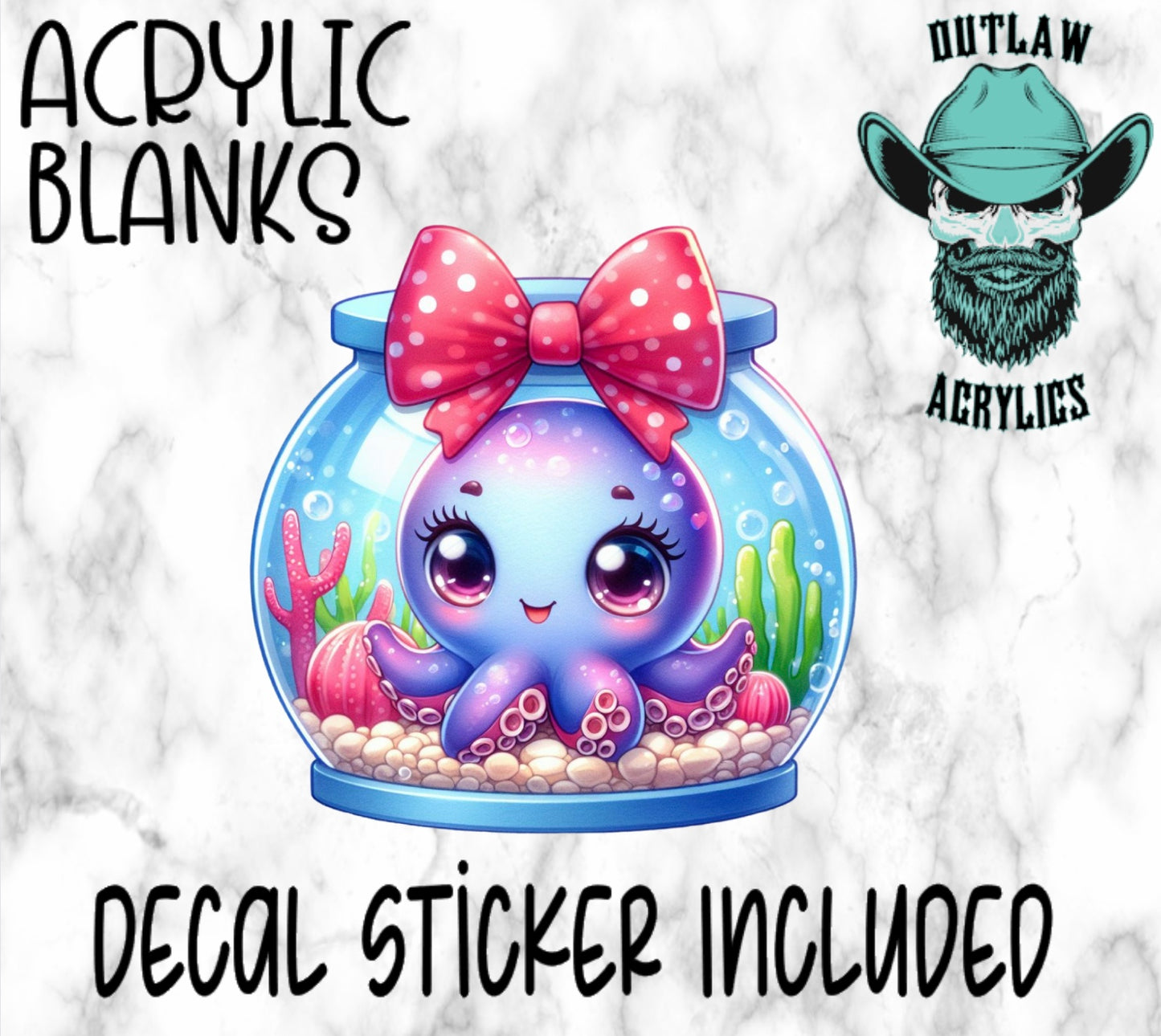 Cute Fish Bowl Octopus Acrylic & Decal Set