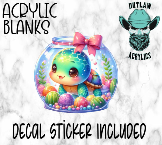 Cute Fish Bowl Turtle Acrylic & Decal Set