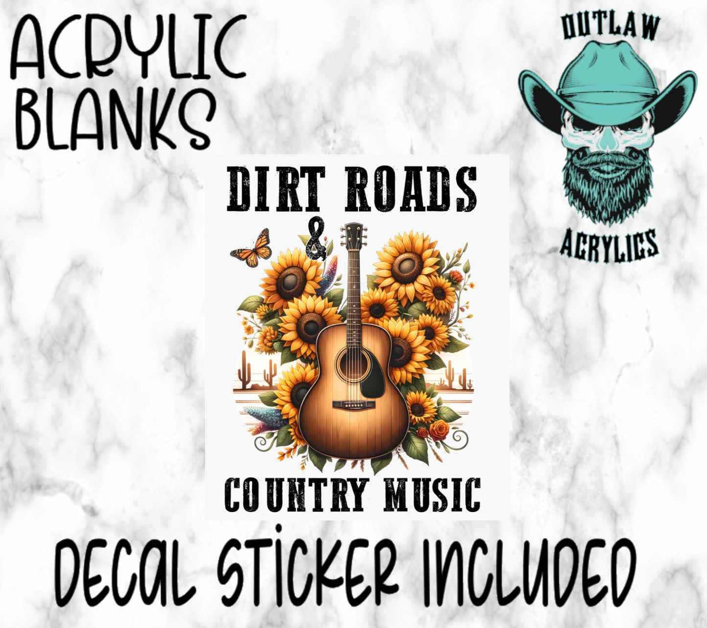 Dirt Roads & Country Music Acrylic & Decal Set