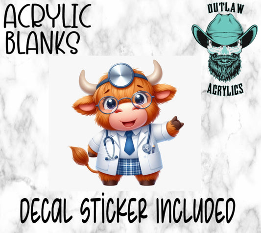 Dr. Highland Cow Acrylic & Decal Set