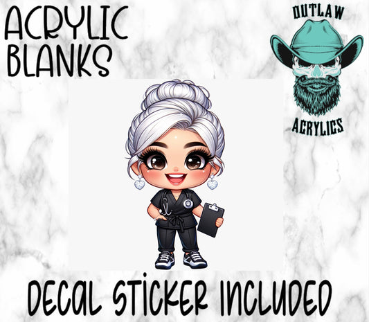 Chibi Nurse Lady K Acrylic & Decal Set