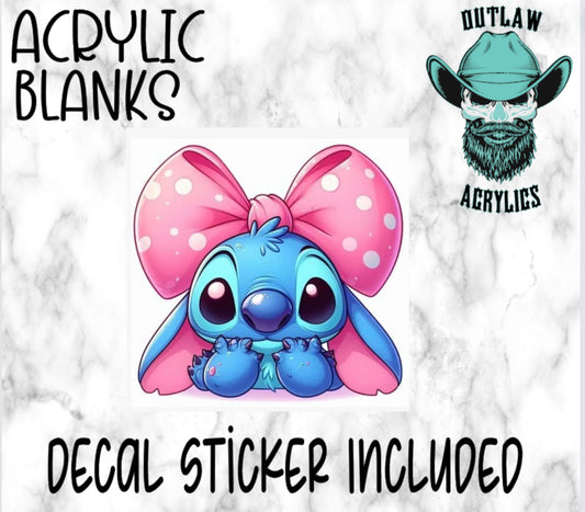 Stitch Cute Bow Acrylic & Decal Set