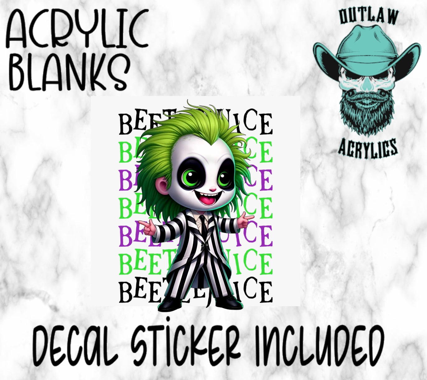 Chibi Beetlejuice Acrylic & Decal Set