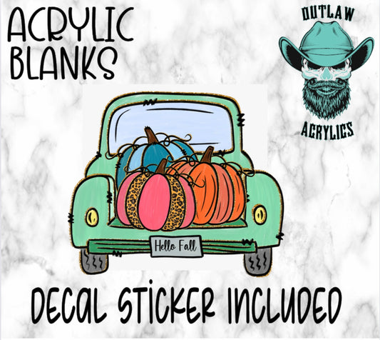 Fall Truck Rear Pumpkins Acrylic & Decal Set