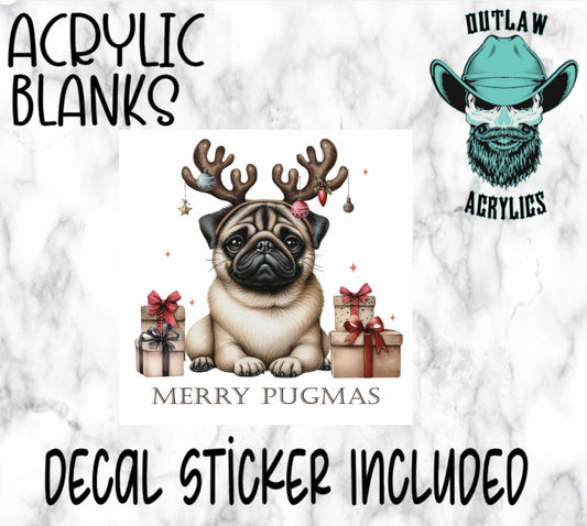 Merry Pugmas Acrylic & Decal Set