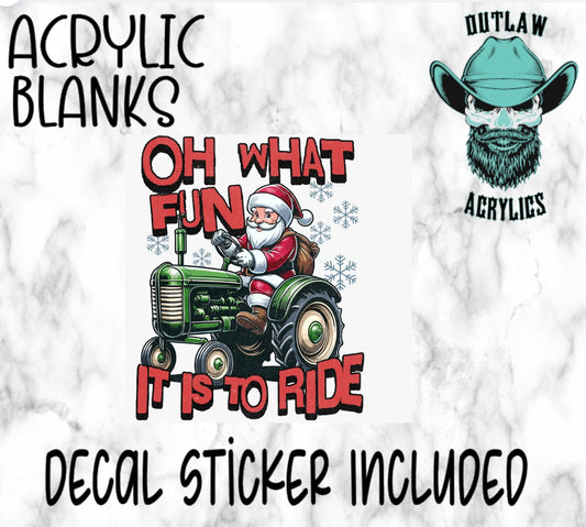 Santa Tractor Acrylic & Decal Set