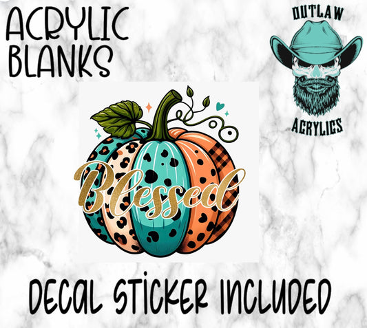 Teal Blessed Pumpkin Acrylic & Decal Set