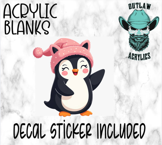 Penguin Pink Holiday Hat Acrylic & Decal Set