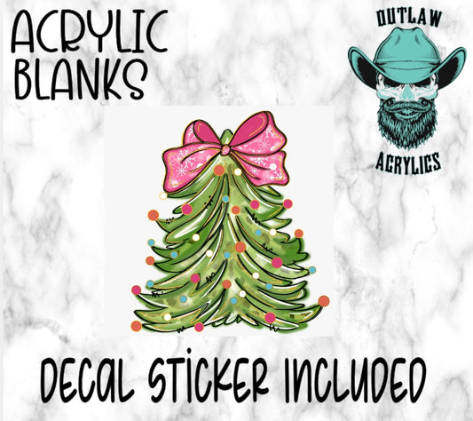 Pink Bow Christmas Tree Acrylic & Decal Set