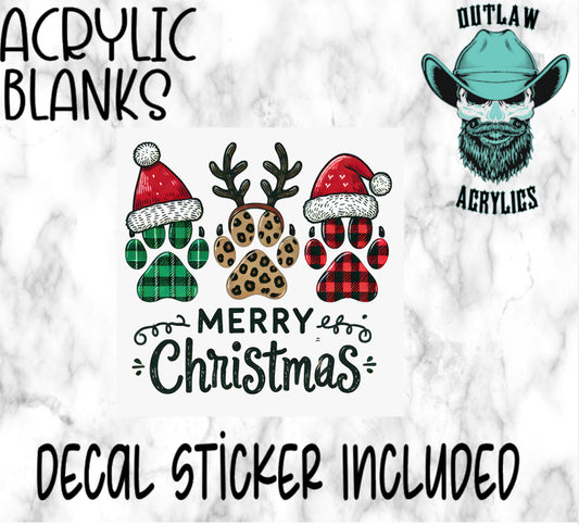 Dog Paw Christmas Acrylic & Decal Set