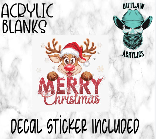 Merry Christmas Reindeer Acrylic & Decal Set