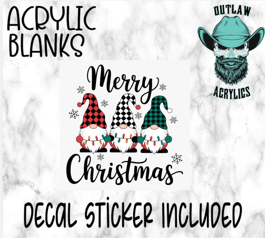 Merry Christmas Gnomes Acrylic & Decal Set