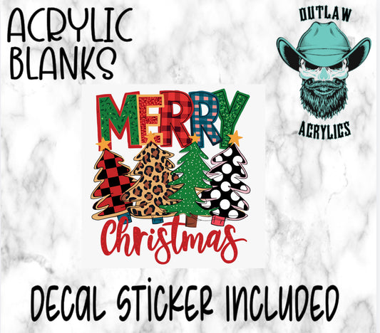 Merry Christmas Trees B Acrylic & Decal Set