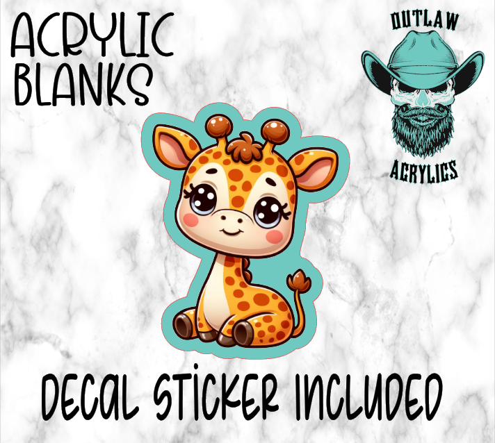 Baby Giraffe Sitting Acrylic & Decal Set