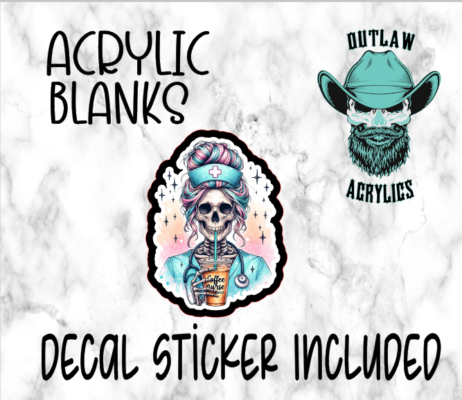 Pastel Skeleton Nurse Acrylic & Decal Set