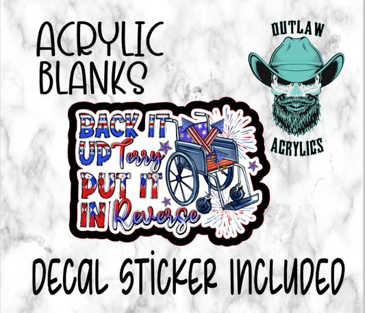 Back Up And Reverse Acrylic & Decal Set