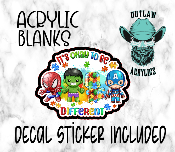 Its Okay To Be Different Superhero Acrylic & Decal Set