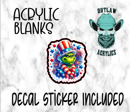 Patriotic Grinch Acrylic & Decal Set