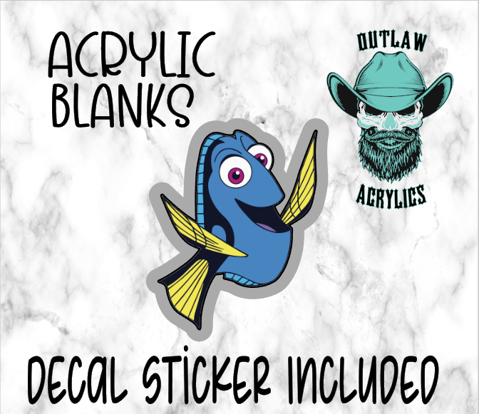 Blue Fish Acrylic & Decal Set