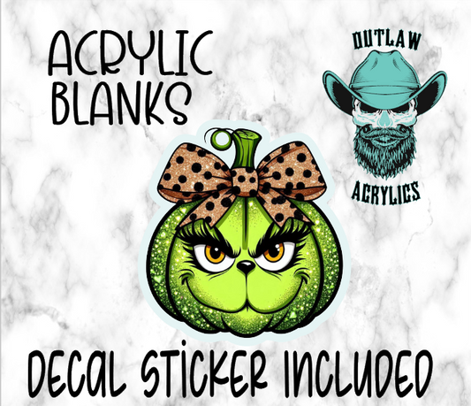 Green Pumpkin Girl Acrylic & Decal Set