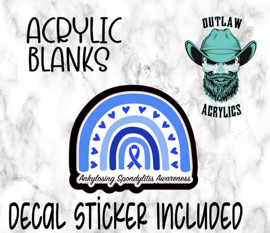 Blue Ribbon Rainbow Awareness Acrylic & Decal Set