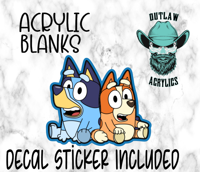 Bluey & Bingo Sitting Acrylic & Decal Set