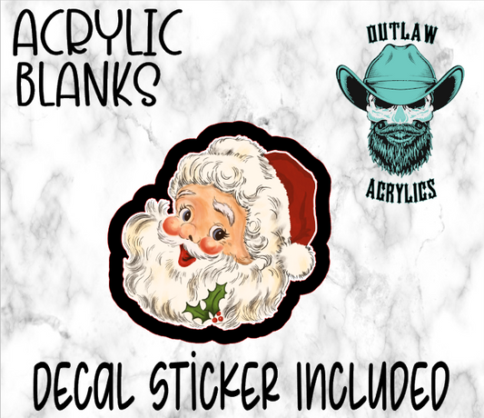 Vintage Santa Face Acrylic & Decal Set