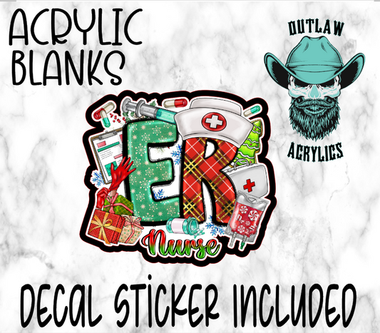 Christmas ER Nurse Acrylic & Decal Set