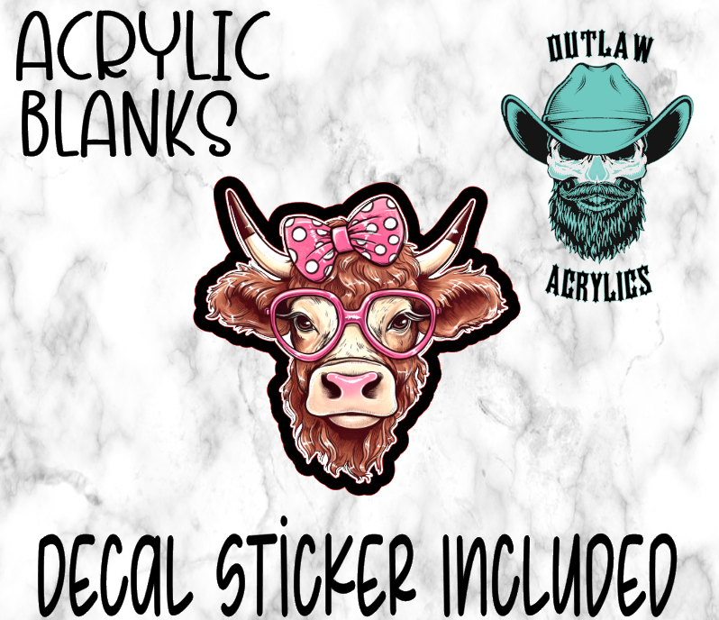 Highland Face Pink Bow Acrylic & Decal Set