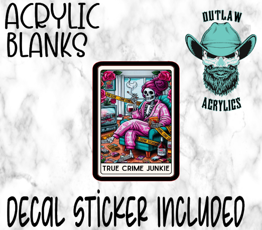 True Crime Junkie Tarot Card Acrylic & Decal Set