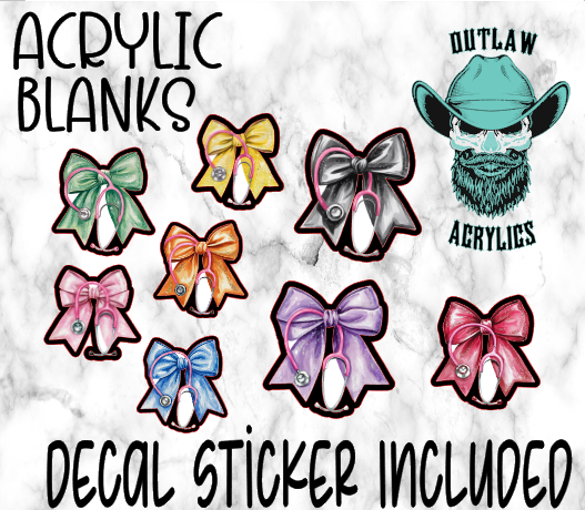 Set of 8 Nurse Bow W / Scope Acrylic & Decal Set