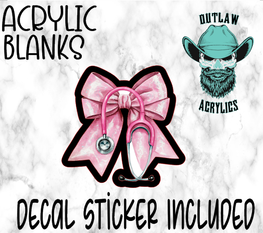 Pink Nurse Bow W/ Scope Acrylic & Decal Set