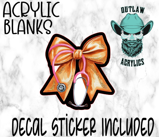 Orange Nurse Bow W/ Scope Acrylic & Decal Set