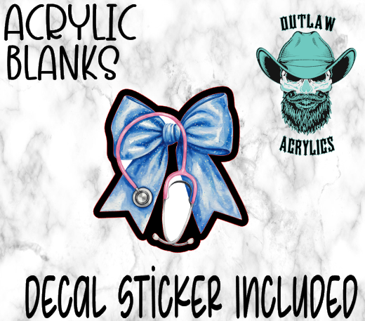 Blue Nurse Bow W/ Scope Acrylic & Decal Set