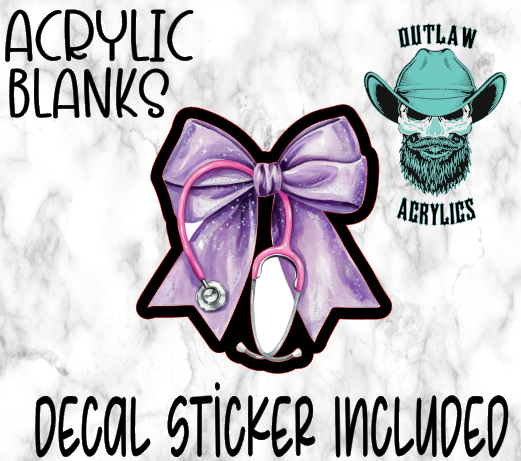 Purple Nurse Bow W/ Scope Acrylic & Decal Set