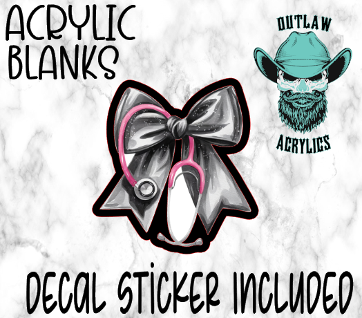 Black Nurse Bow W/ Scope Acrylic & Decal Set