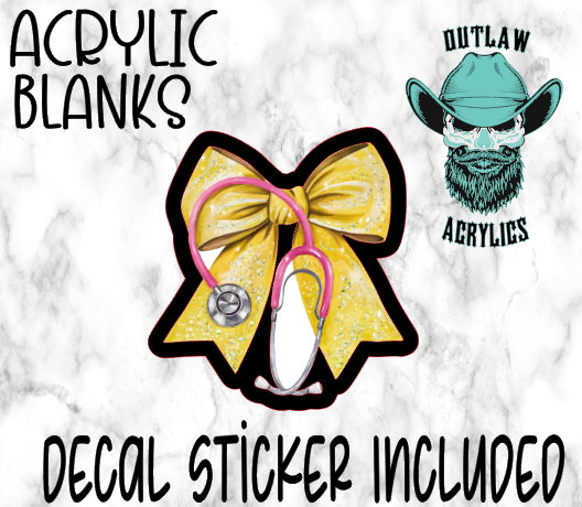 Yellow Nurse Bow W/ Scope Acrylic & Decal Set