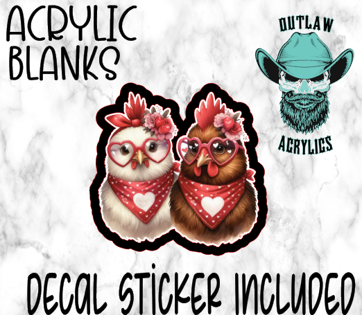 Valentine Chicks Acrylic & Decal Set