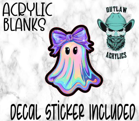 Holographic Ghost Purple Bow Acrylic & Decal Set