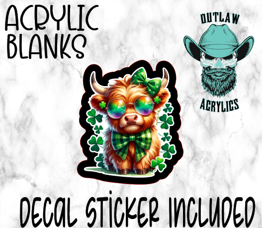 St. Patrick's Highland Cow Acrylic & Decal Set