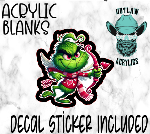 Grinch Cupid Arrow Acrylic & Decal Set