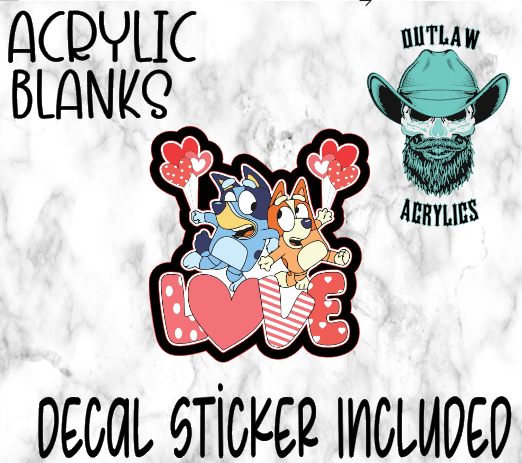 Bluey Love A Acrylic & Decal Set