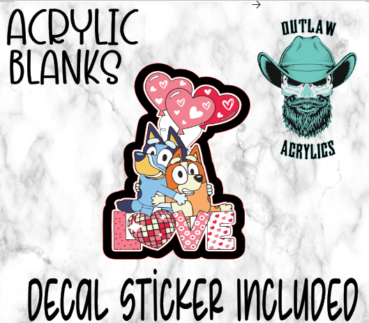 Bluey Love B Acrylic & Decal Set