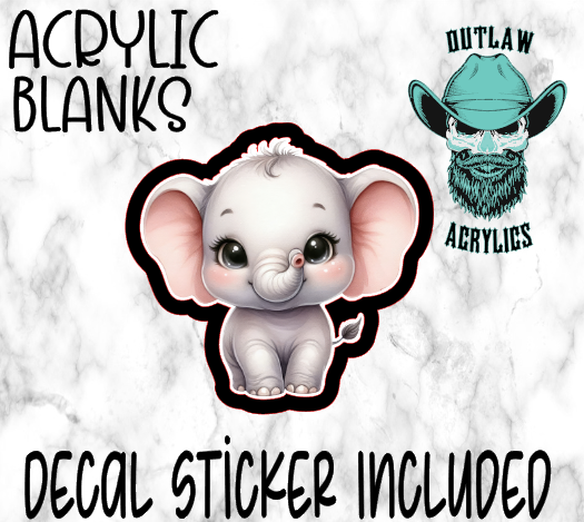 Baby Elephant Acrylic & Decal Set