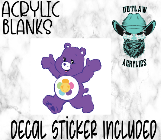 DARK PURPLE Care Bear Acrylic & Decal Set