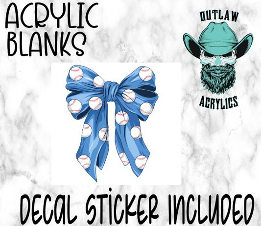 Baseball Bow Acrylic & Decal Set