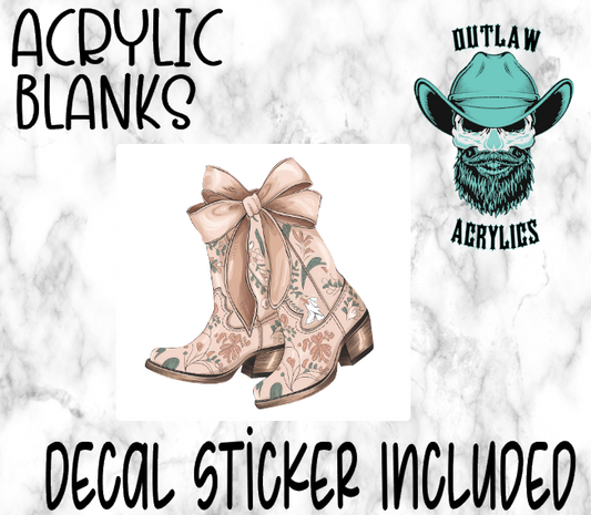 Beige Boots & Bow Acrylic & Decal Set