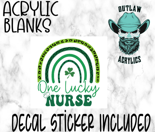 Boho Rainbow Shamrock Nurse Acrylic & Decal Set