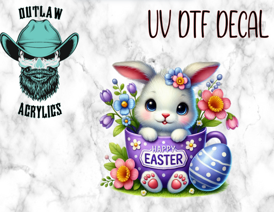 Happy Easter Bunny Purple Cup UV DTF Decal/Transfer
